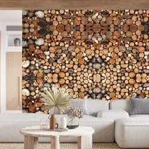 Papier peint Panoramique Rondins de bois