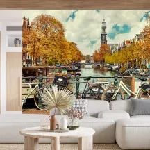 Papier Peint Panoramique Ville Amsterdam Vélos