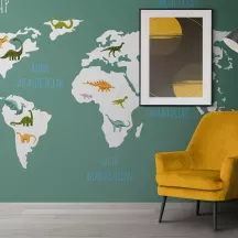 Papier Peint Panoramique Mappemonde Dinosaures