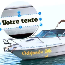 Nom de bateau adhésif personnalisé + port d’attache