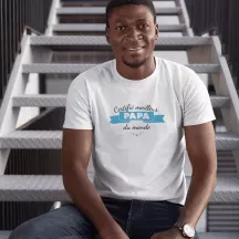T-shirt homme 100% coton bio - cadeau - "Certifié meilleur papa du monde"