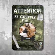 Plaque de porte personnalisée Attention Militaire - déco humour