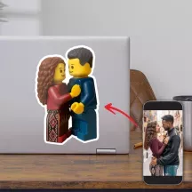Sticker portrait personnalisé – style figurine brique de construction LEGO