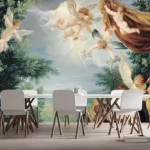 Papier Peint Panoramique Peinture 17e siècle - Le Repos de la Sainte Famille