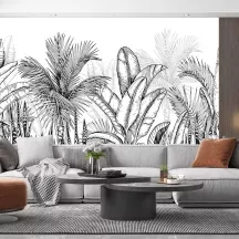 Papier Peint Panoramique Jungle Noir et Blanc 4