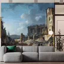 Papier Peint Panoramique Peinture 18e siècle Pierre-Antoine Demachy - Dégagement de la colonnade du Louvre