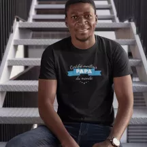 T-shirt homme 100% coton bio - cadeau - "Certifié meilleur papa du monde"