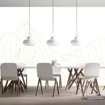 Papier Peint Panoramique Montagne Géométrique Or Blanc