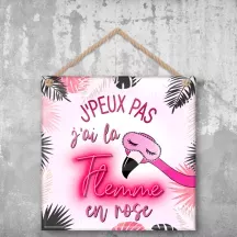 Plaque murale personnalisée Flemme rose – déco humour avec photo