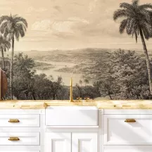 Papier Peint Panoramique Jungle Vintage Effet Dessin