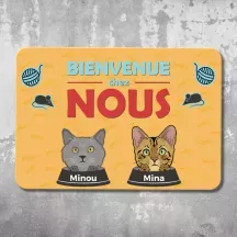 Plaque de porte personnalisée Chat Bienvenue Horizontale - déco humour