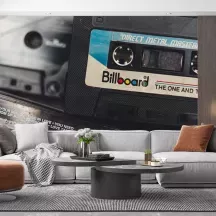 Papier Peint Panoramique Musique Cassettes Vintage