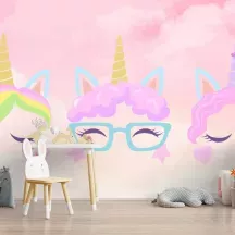 Papier Peint Panoramique Licornes Visages