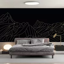 Papier Peint Panoramique Montagne Géométrique Or