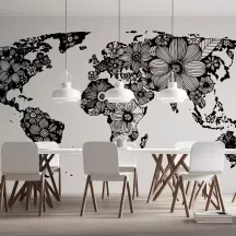 Papier Peint Panoramique Mappemonde Floral