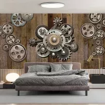 Papier peint Panoramique Rouages Bois