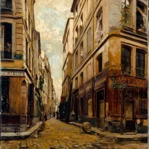 Affiche personnalisée Peinture 19e siècle Emmanuel Lansyer - La Rue de l'Hôtel-Colbert