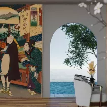 Papier Peint Panoramique Estampe 19e siècle Utagawa Kuniyoshi - Narai