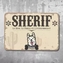 Plaque de porte personnalisée Sherif Horizontale - déco humour
