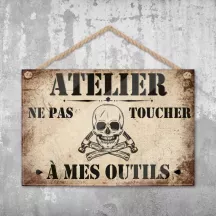 Plaque murale personnalisée Atelier – déco humour avec photo