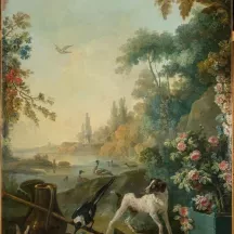 Affiche personnalisée Peinture 18e siècle Jean-Baptiste Huet - Paysage au chien