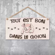 Plaque murale personnalisée Cochon – déco humour avec photo