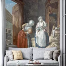 Papier Peint Panoramique Peinture 18e siècle Pierre-Antoine Baudouin - La Paysanne querellée par sa mère