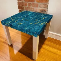 Sticker Table IKEA LACK Effet Marbre bleu et or