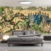 Papier Peint Panoramique Estampe 19e siècle - Embuscade de Francs-Tireurs des Vosges