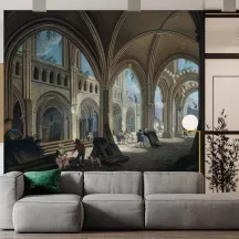 Papier Peint Panoramique Peinture 18e siècle Pierre-Antoine Demachy - Démolition de l'église Saint-Jean-en-Grève