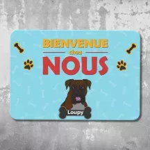 Plaque de porte personnalisée Chien Bienvenue Horizontale - déco humour