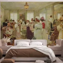 Papier Peint Panoramique Estampe 19e siècle Henri Gervex - Cinq heures chez Paquin