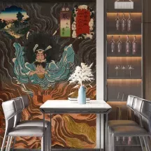 Papier Peint Panoramique Estampe 19e siècle Utagawa Kuniyoshi - Warabi