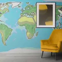 Papier Peint Panoramique Mappemonde Dessin 2