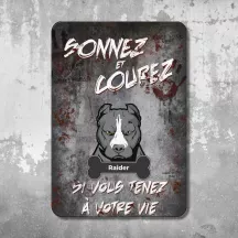 Plaque de porte personnalisée Sonnez et Courez - déco humour