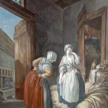 Affiche personnalisée Peinture 18e siècle Pierre-Antoine Baudouin - La Paysanne querellée par sa mère