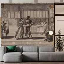 Papier Peint Panoramique Estampe 19e siècle Abraham Bosse - J'ai la siringue en main