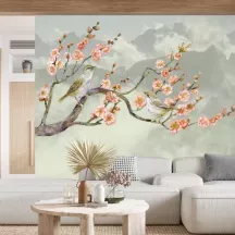 Papier Peint Panoramique Fleurs de cerisier Oiseaux