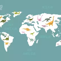 Affiche personnalisée Mappemonde Dinosaures
