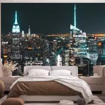 Papier Peint Panoramique Ville New York de Nuit