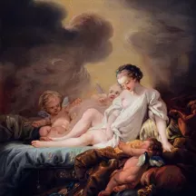 Affiche personnalisée Peinture 18e siècle François Boucher - Danaé recevant la pluie d'or