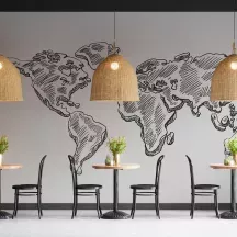 Papier Peint Panoramique Mappemonde Dessin