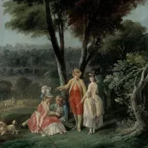 Affiche personnalisée Peinture 18e siècle Jean-Baptiste Hilaire - Promenade dans un parc