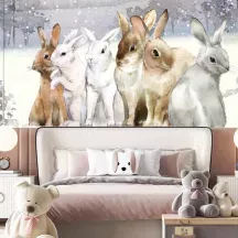 Papier Peint Panoramique Lapins watercolor