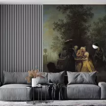 Papier Peint Panoramique Peinture 18e siècle Jean-Baptiste Hilaire - La Partie de dames