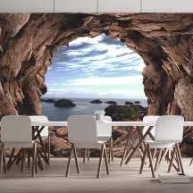 Papier Peint Panoramique Grotte Plage