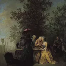 Affiche personnalisée Peinture 18e siècle Jean-Baptiste Hilaire - La Partie de dames