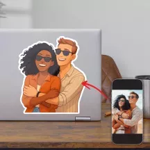 Sticker portrait personnalisé – style cartoon, dessin animé, bande dessinée