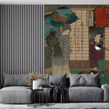 Papier Peint Panoramique Estampe 19e siècle Utagawa Kuniyoshi - Tsumagome