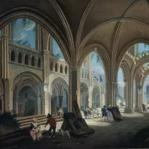 Affiche personnalisée Peinture 18e siècle Pierre-Antoine Demachy - Démolition de l'église Saint-Jean-en-Grève